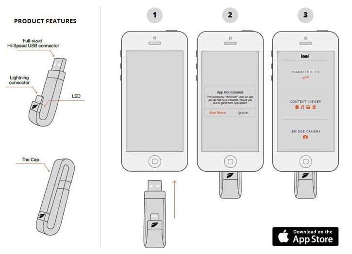 Clé USB stockage 16 Go pour appareils IOS Leef iBridge - Noire