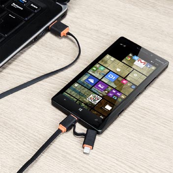 Olixar Micro USB / Lightning Dual Tip Flat Sync & Charge Cable - Black