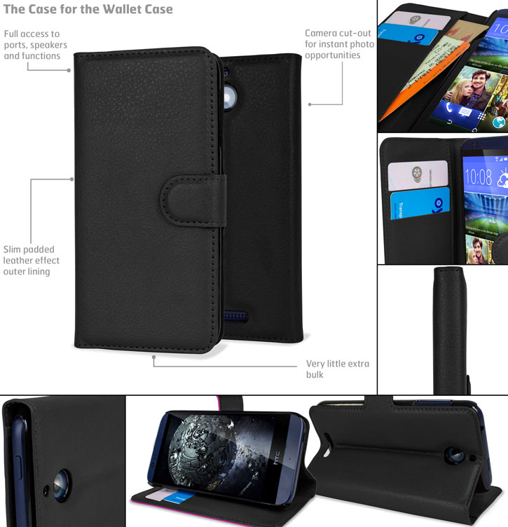 Encase Leather-Style HTC Desire 510 Wallet Case - Black