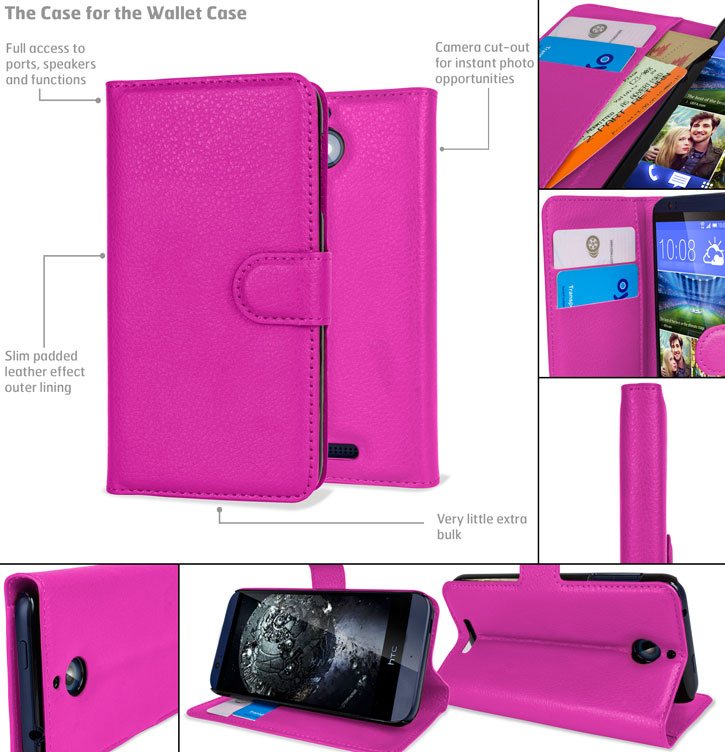 Olixar LeatherStyle HTC Desire 510 Wallet Case Pink