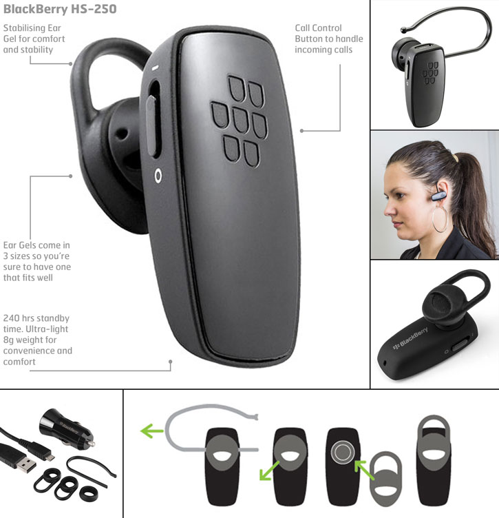 Auricular Bluetooth Official BlackBerry HS250 universal - Negro