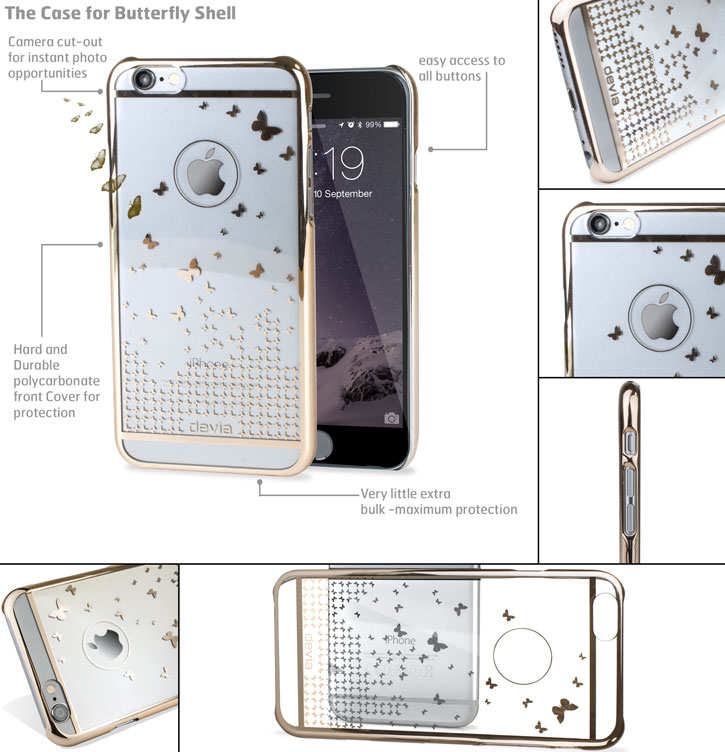 Butterfly iPhone 6 Shell Case - Champagne Gold / Clear
