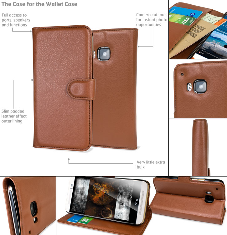 Encase Leather-Style HTC One M9 Wallet Case - Brown