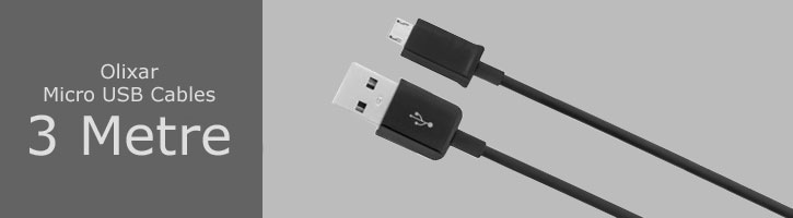 Extra Long 3m Micro USB Charge and Sync Cable - Black