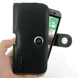 PDair Horizontal Leather HTC One M8 Pouch Case - Black 