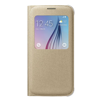 Official Samsung Galaxy S6 S View Fabric Premium Cover Case - Gold