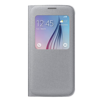 Official Samsung Galaxy S6 S View Fabric Premium Cover Case - Silver