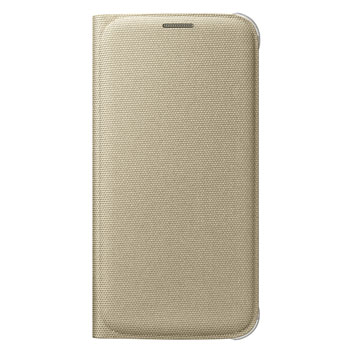 Official Samsung Galaxy S6 Flip Wallet Fabric Cover - Gold