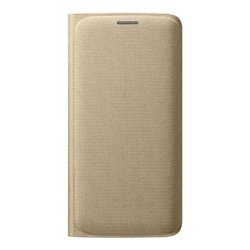 Official Samsung Galaxy S6 Edge Flip Wallet Fabric Cover - Gold