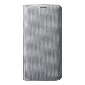 Official Samsung Galaxy S6 Edge Flip Wallet Fabric Cover - Silver