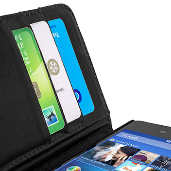 Olixar Sony Xperia Z3+ Genuine Leather Wallet Case - Black