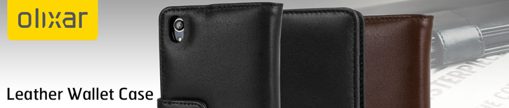 Olixar Sony Xperia Z3+ Genuine Leather Wallet Case - Black