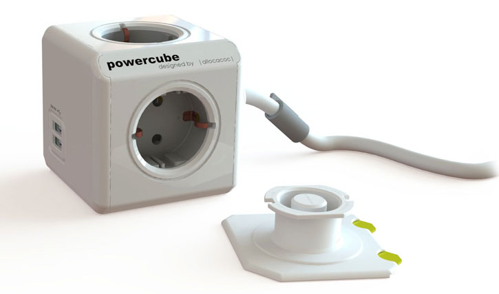 allocacoc PowerCube Extended USB 4x EU Power Plug and 2x USB - 1.5m