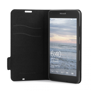 Mozo Classic Leather Style Microsoft Lumia 640 Flip Case - Black