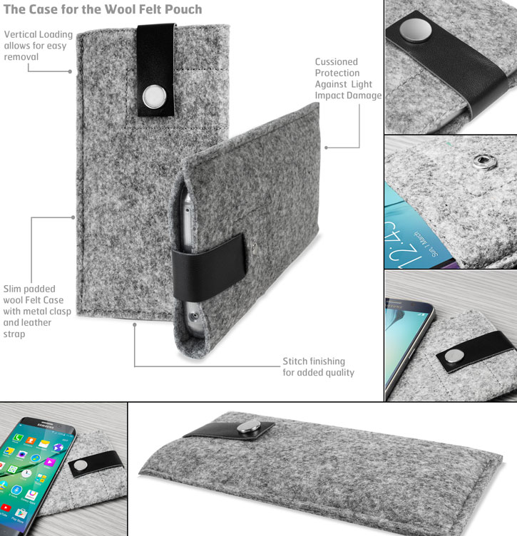 Olixar Wool Felt Pouch for Galaxy S6 / S6 Edge - Charcoal