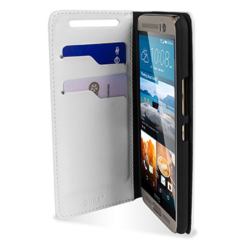 Olixar Leather-Style HTC One M9 Plus Wallet Stand Case - White
