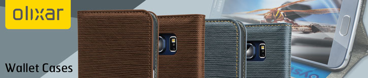 Housse Portefeuille Samsung Galaxy S6 Olixar Bi-matière – Bleue Chinée