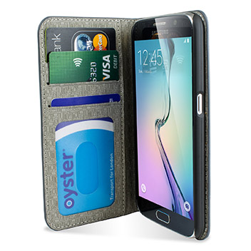 Housse Portefeuille Samsung Galaxy S6 Olixar Bi-matière – Bleue Chinée