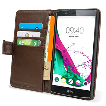 Olixar Premium Genuine Leather LG G4 Wallet Case - Brown