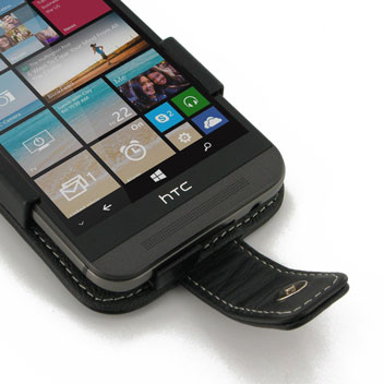 PDair Deluxe Leather HTC One M9 Flip Case - Black