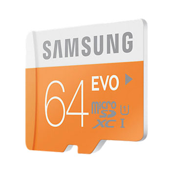 Carte mémoire MicroSDXC Samsung EVO Classe 10 + adaptateur– 64Go 