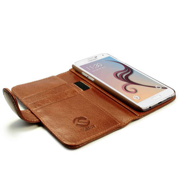 Tuff-Luv Vintage Leather Samsung Galaxy S6 Wallet Case - Brown