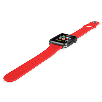 Olixar Soft Silicone Rubber Apple Watch Sport Strap - 38mm - Red