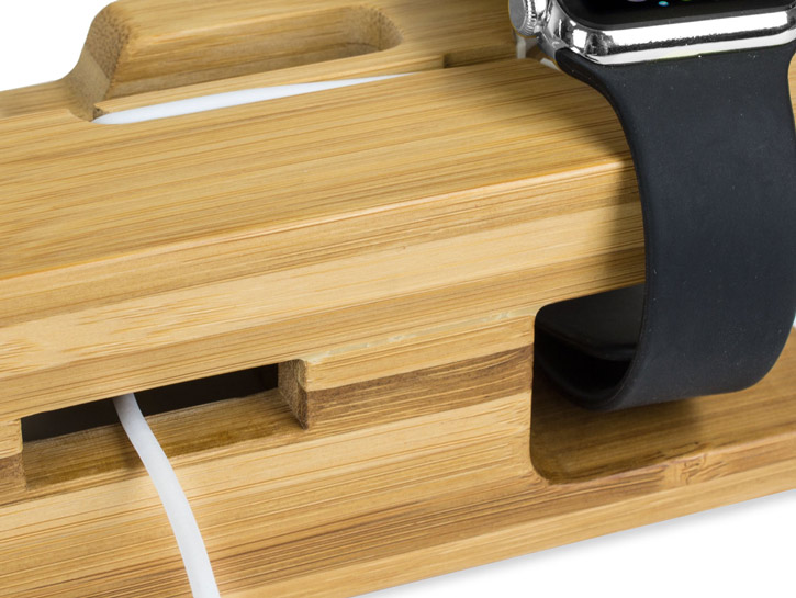 Olixar Charging Apple Watch Bamboo Stand with iPhone Dock