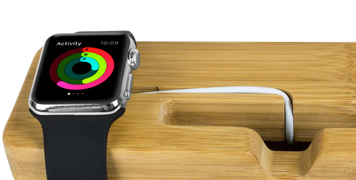 Olixar Charging Apple Watch Bamboo Stand with iPhone Dock