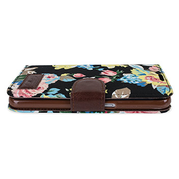 Olixar Floral Fabric Samsung Galaxy S6 Wallet Case - Black