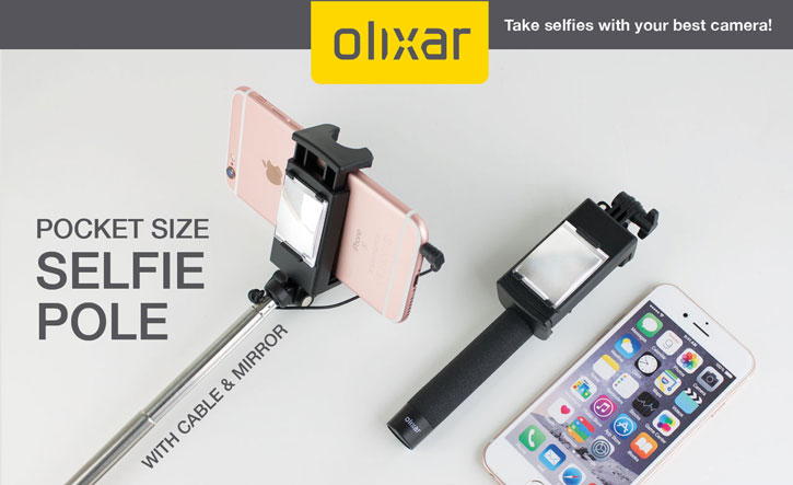 Olixar Pocketsize Selfie Stick with Mirror - Black