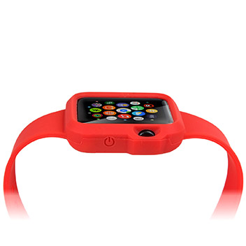 Olixar Soft Silicone Apple Watch Sport Strap with Case - 38mm - Red