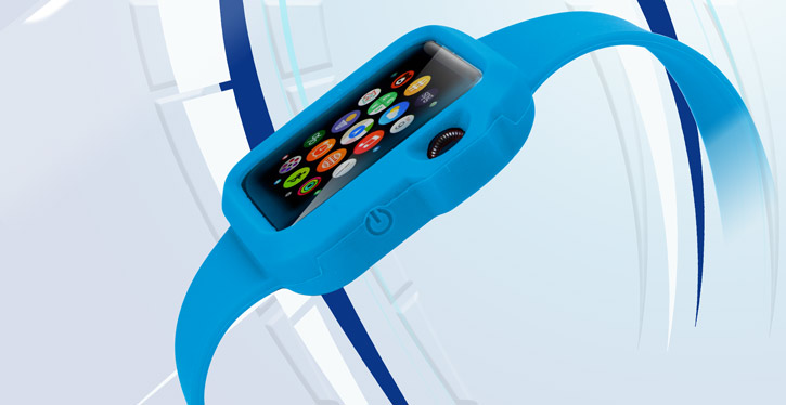 Olixar Soft Silicone Apple Watch Sport Strap with Case - 38mm - Blue