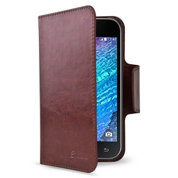 Encase Rotating Leather-Style Samsung Galaxy J1 Wallet Case - Brown