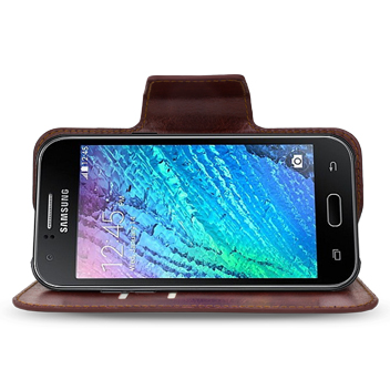 Encase Rotating Leather-Style Samsung Galaxy J1 Wallet Case - Brown