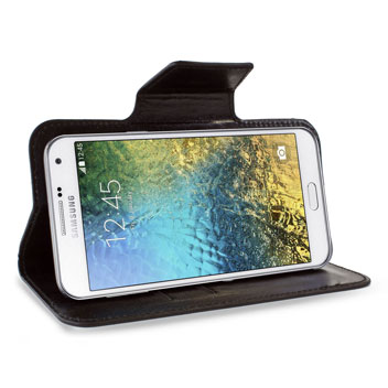 Encase Rotating Leather-Style Samsung Galaxy E7 Plånboksfodral - Svart