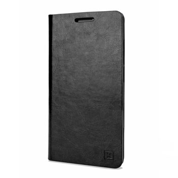 Housse Portefeuille OnePlus 2 Olixar Simili Cuir - Noire vue sur haut parleur