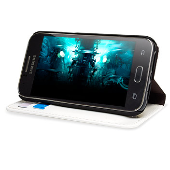 Olixar Leather-Style Samsung Galaxy J1 Wallet Case - White