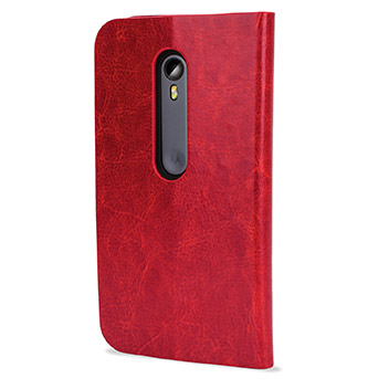 Olixar Leather-Style Motorola Moto G 3rd Gen Wallet Case - Red