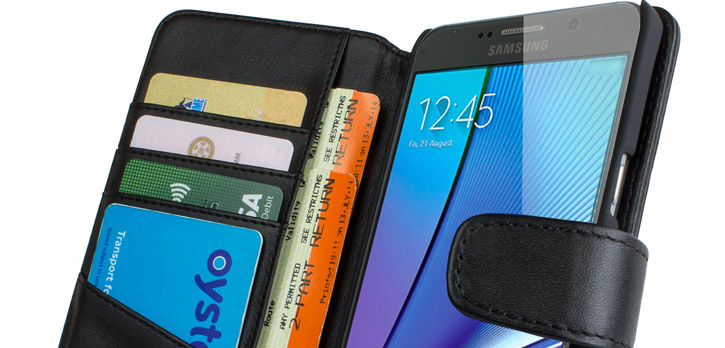 Olixar Genuine Leather Samsung Galaxy Note 5 Case - Black