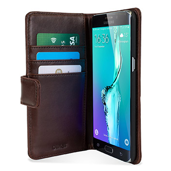 Olixar Samsung Galaxy S6 Edge Plus Genuine Leather Wallet Case - Brown