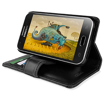 Housse Portefeuille Olixar Samsung Galaxy J1 2015 Cuir - Noire