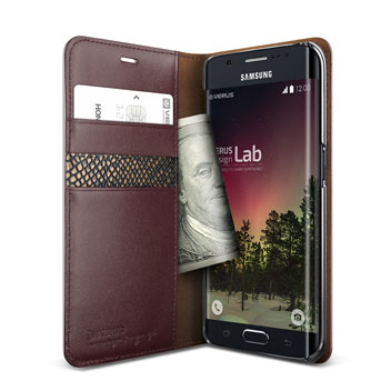 Ik geloof Vloeibaar Draad Verus Samsung Galaxy S6 Edge Plus Genuine Leather Wallet Case - Wine