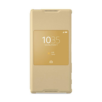 Official Sony Xperia Z5 Premium Style Cover Smart Window Case - Gold