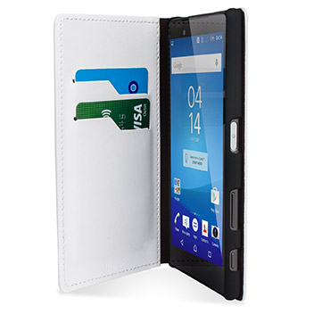 Olixar Leather-Style Sony Xperia Z5 Premium Wallet Stand Case - White