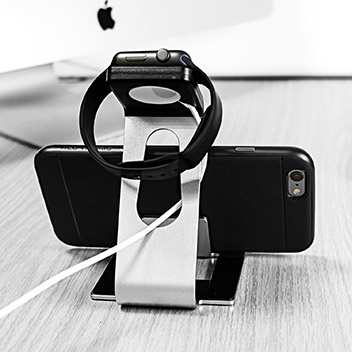 Aluminium Apple Watch Stand with iPhone and iPad Holder - Silver