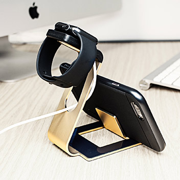 Aluminium Apple Watch Stand with iPhone and iPad Holder - Gold