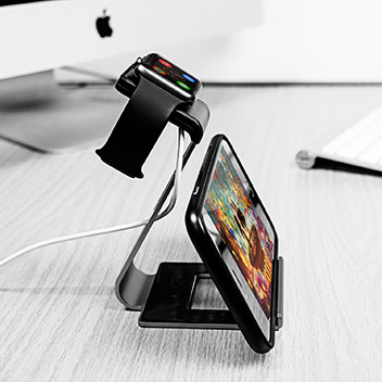 Aluminium Apple Watch Stand with iPhone and iPad Holder - Grey