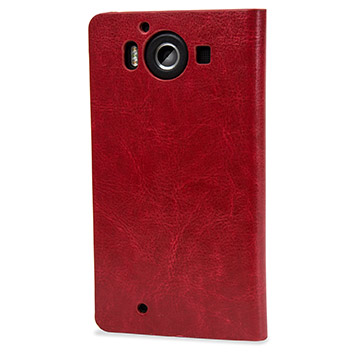 Housse Portefeuille Microsoft Lumia 950 Olixar Imitation Cuir - Rouge