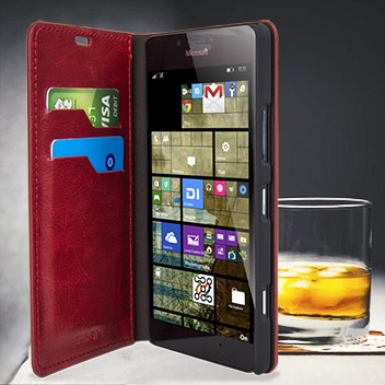 Olixar Leather-Style Microsoft Lumia 950 Wallet Case - Red